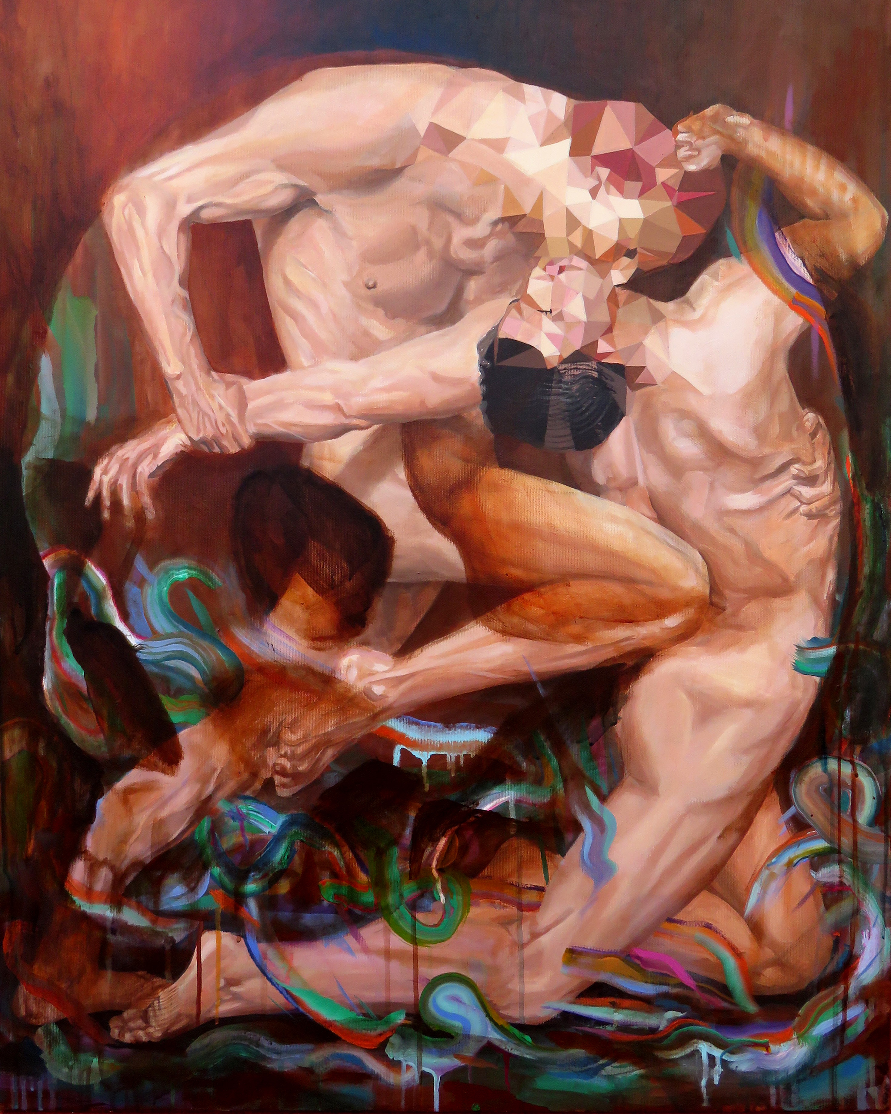 Acrylic on canvas painting of Dante & Virgilio Skull by Uriginal. 2016 Barcelona